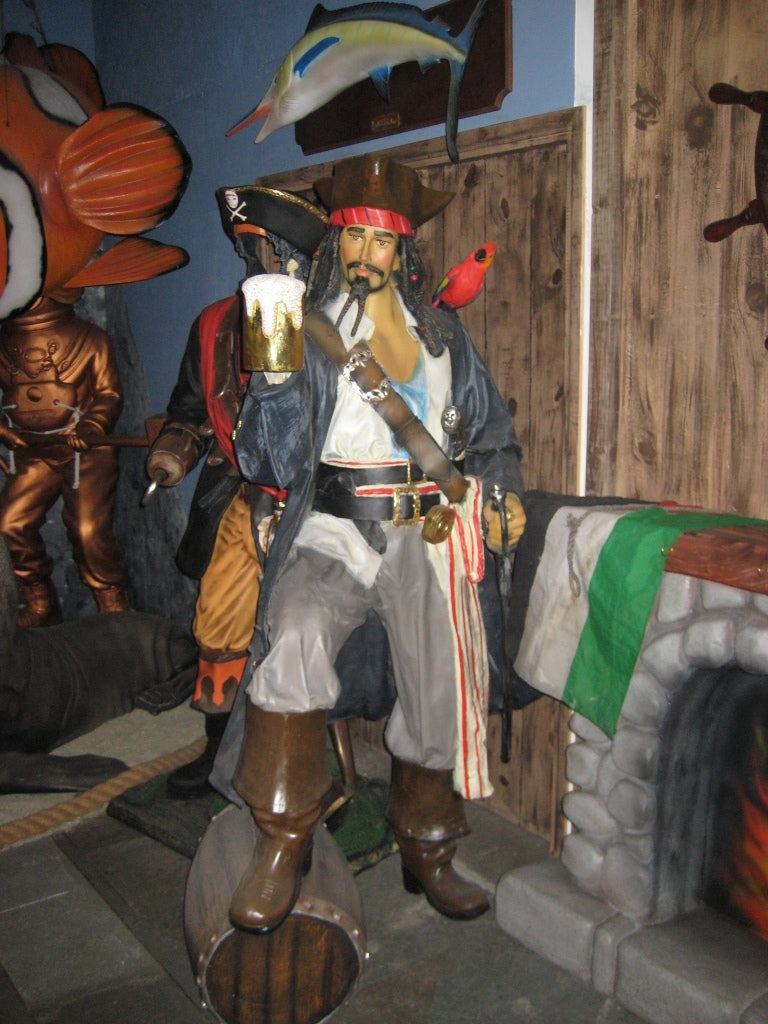 Captain Jack style Pirate with Beer & Barrel Life-size (JR 2518)