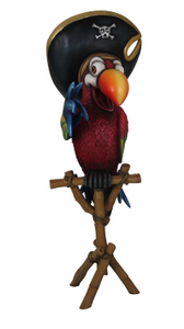 PARROT WITH HAT ON STAND - JR C-067