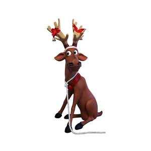 FUNNY REINDEER SITTING WITH ROPE JR S-010